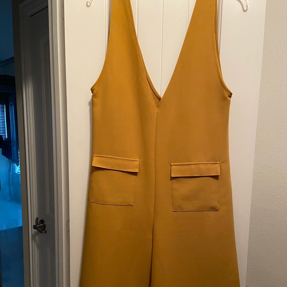 Mustard yellow wide leg romper